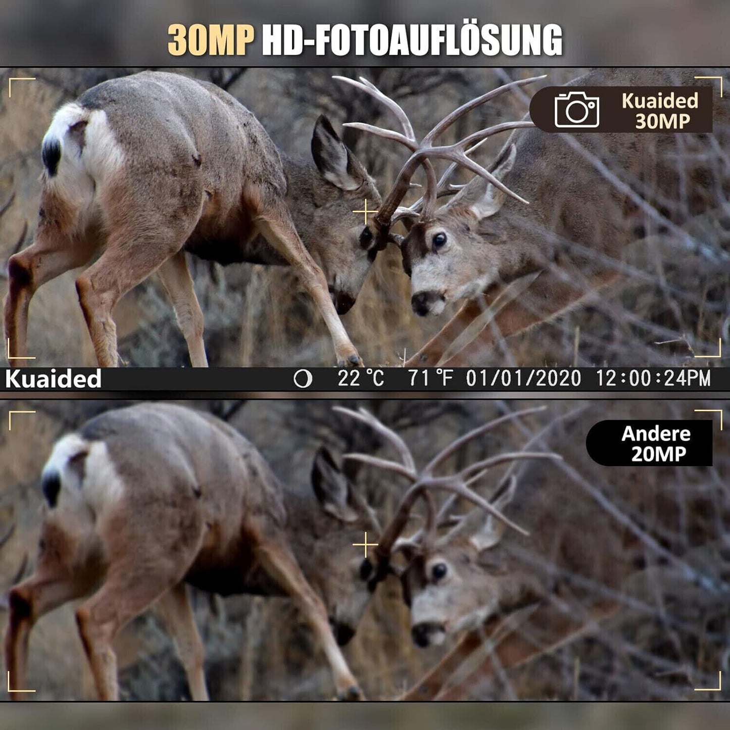 Wildkamera Jagdkamera 4K 30MP, Wildtierkamera mit Bewegungsmelder Nachtsicht