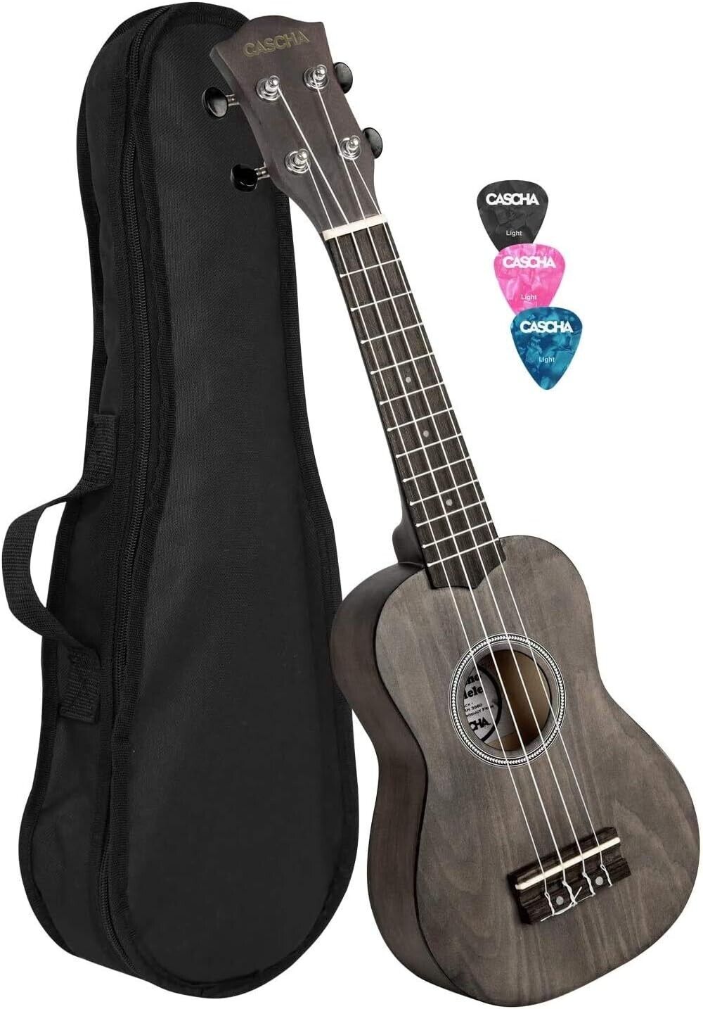 CASCHA Sopran Ukulele Set für Kinder und ErwachseneI Ukulele schwarz