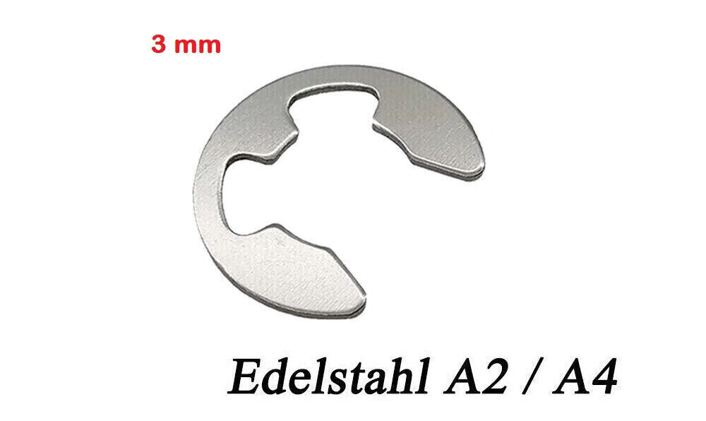 3 mm E-CLIP Außen Sicherungsring Sprengring für Welle DIN 6799 Edelstahl 3mm M3
