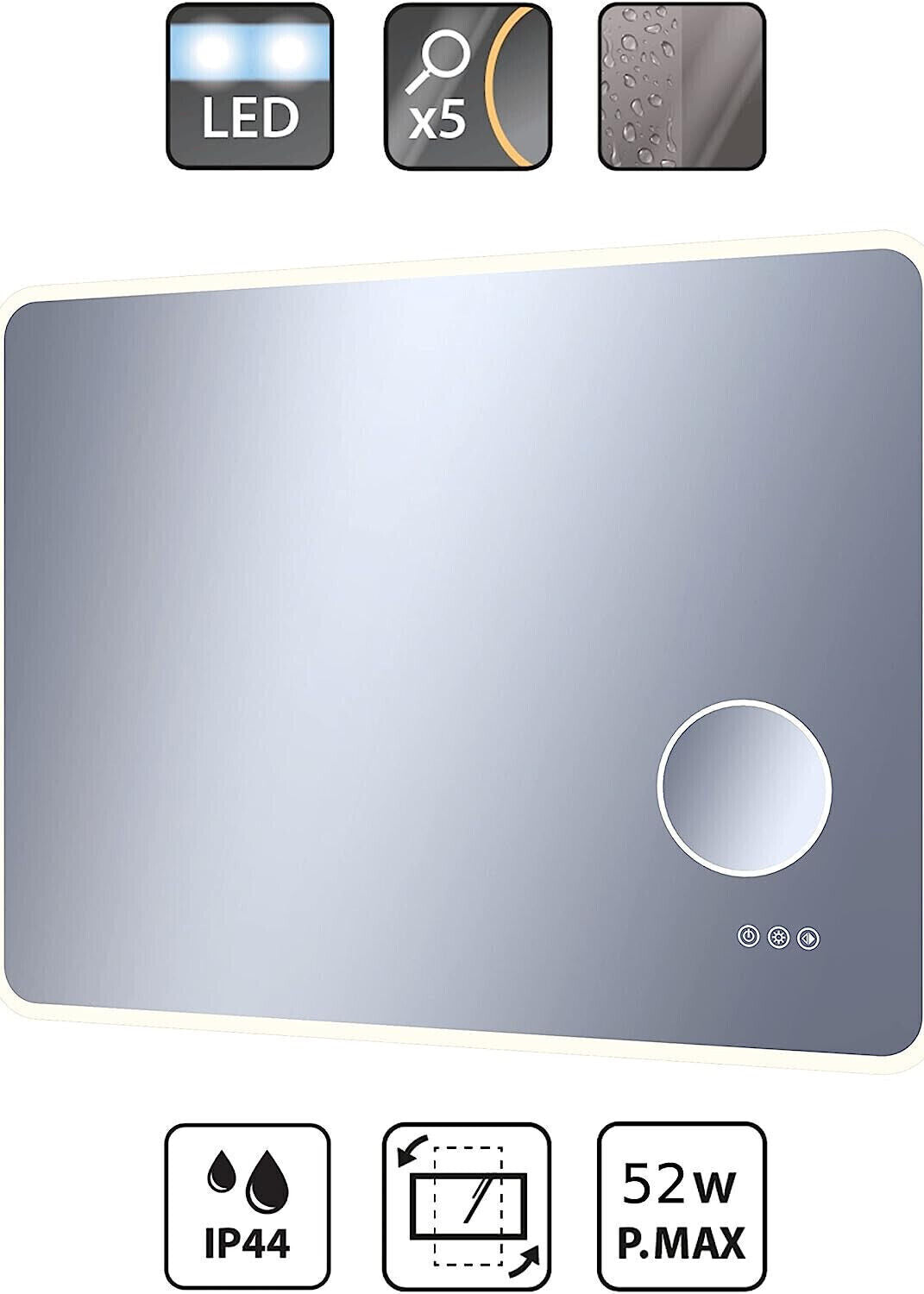 SENSEA LED Badspiegel mit Beleuchtung 90 x 70 cm Hängespiegel Wandspiegel Groß