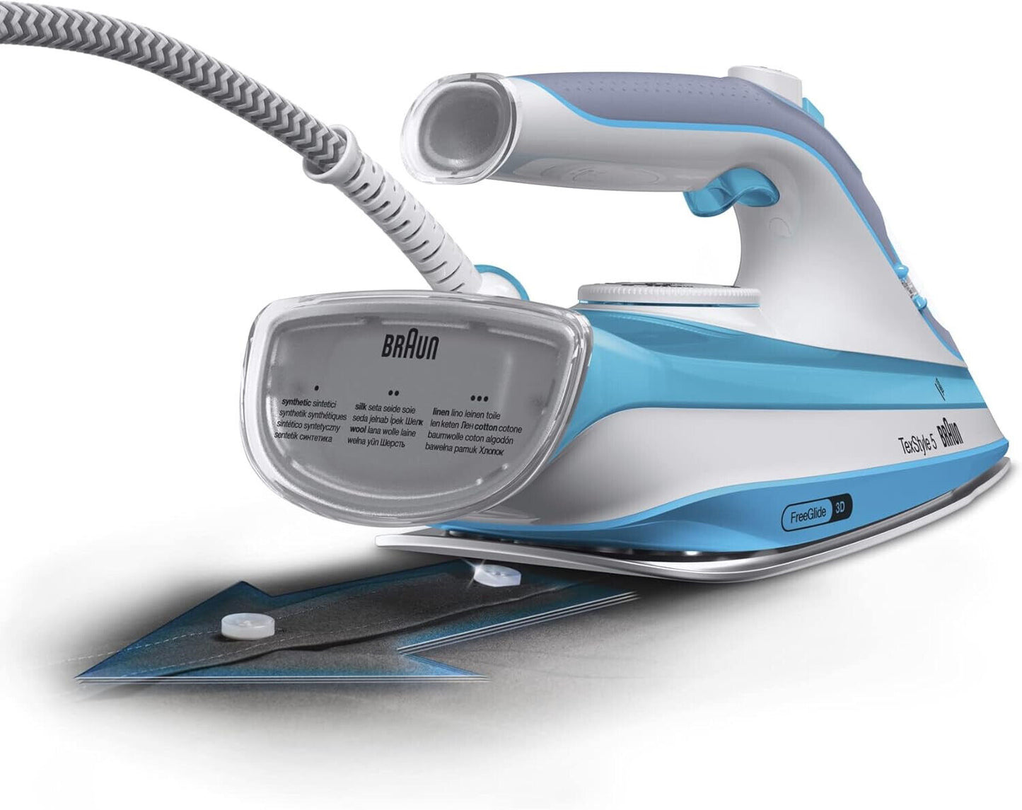 Braun TexStyle 5 Dampfbügeleisen SI 5006 BL – Bügeleisen mit Freeglide 3D Bügeln