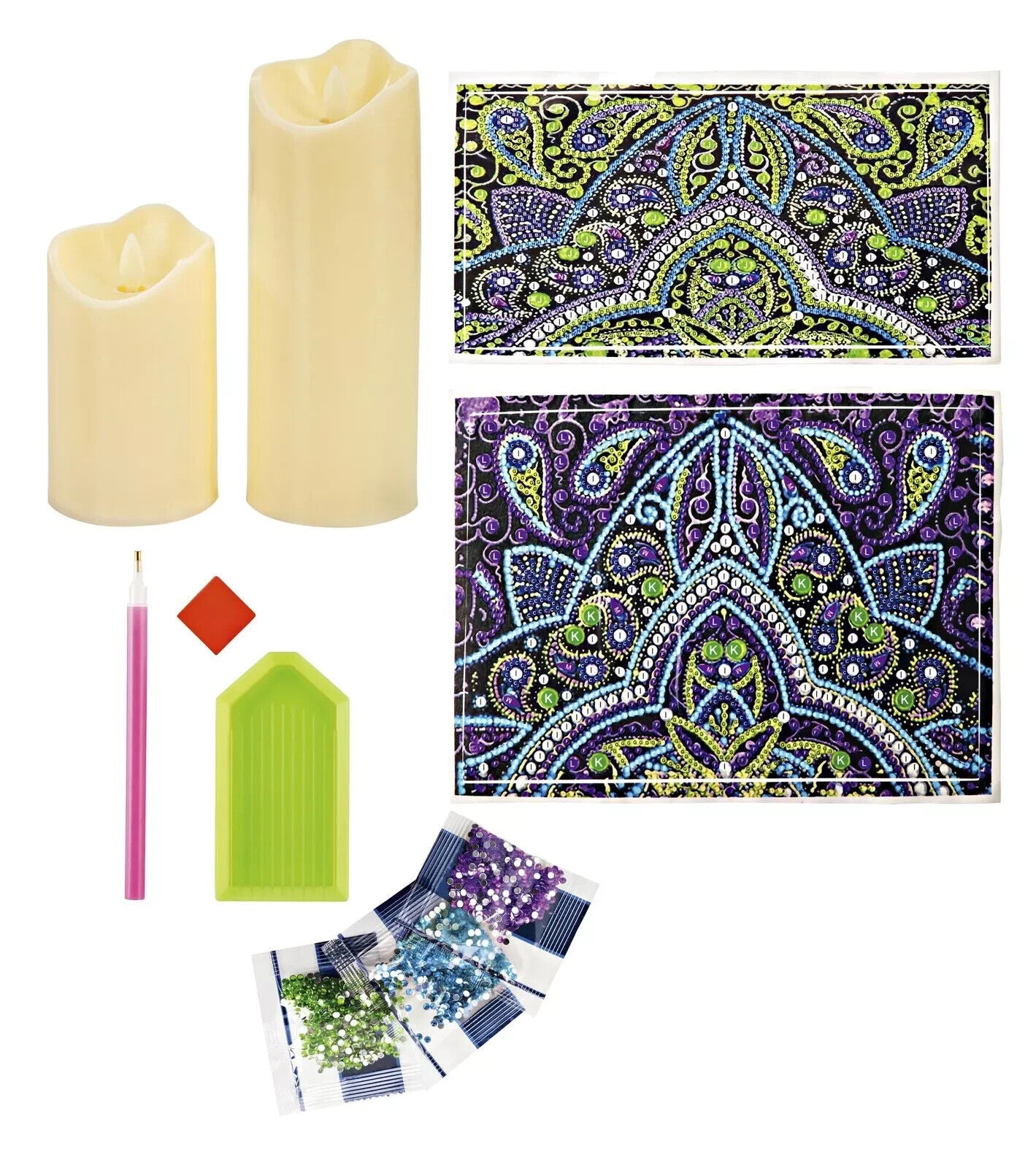 Bastelset Diamond Painting LED-Kerzen 2er-Set Basteln Dekorieren