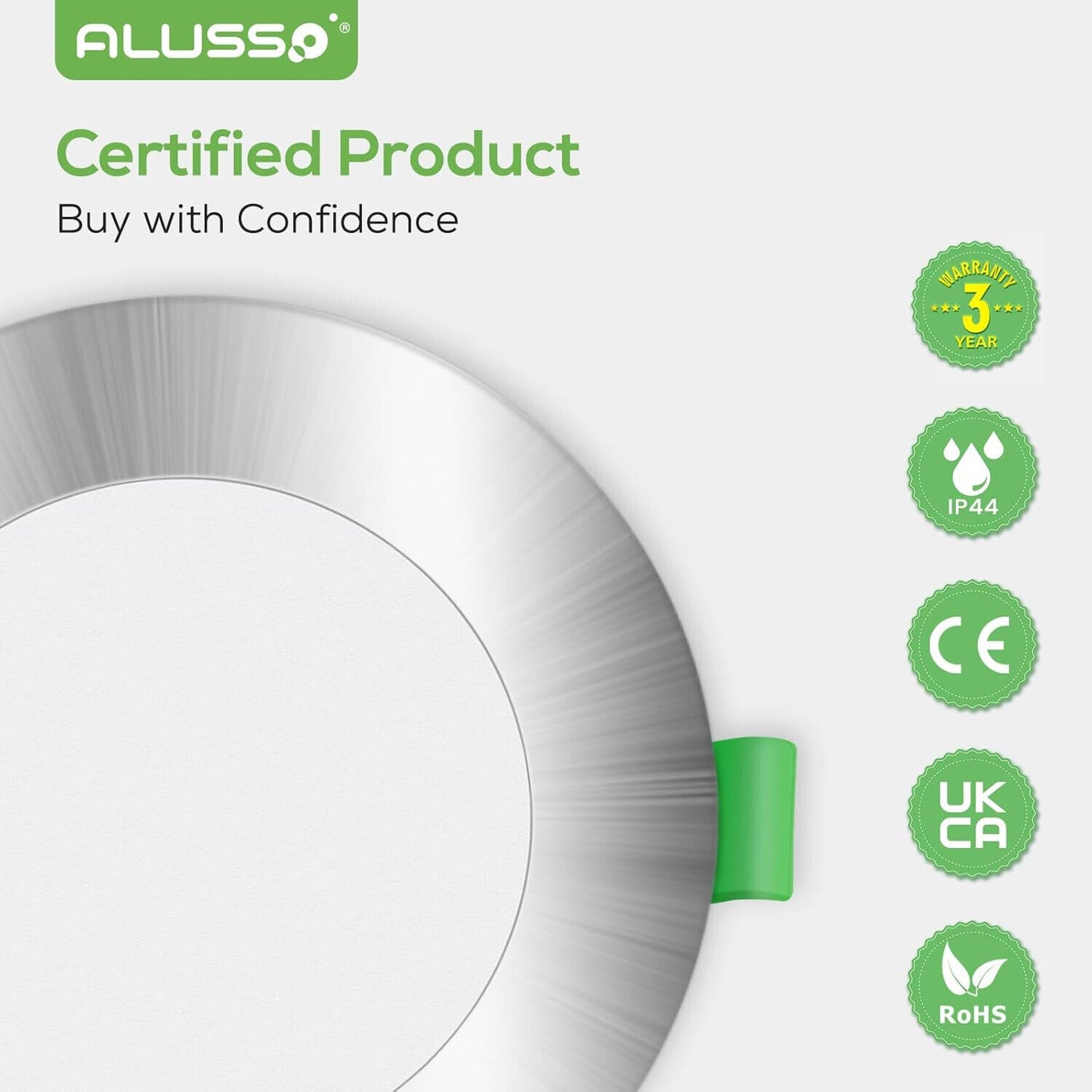 ALUSSO LED Einbaustrahler 230V 7W Dimmbar Ultra Flach Einbauleuchten, 580lm IP44