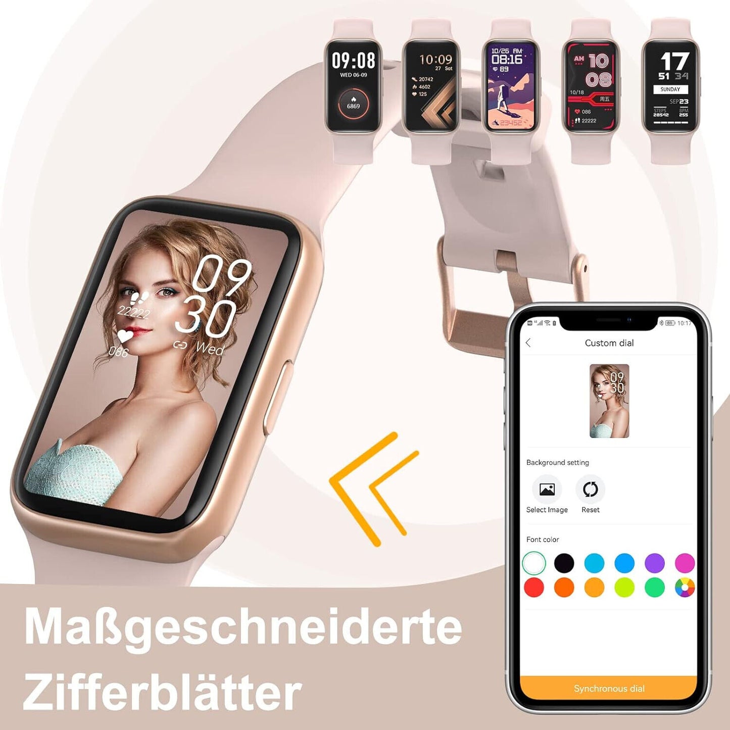 BingoFit Fitness Tracker, Fitness Armband Uhr mit Schrittzähler Pulsuhr Rosa
