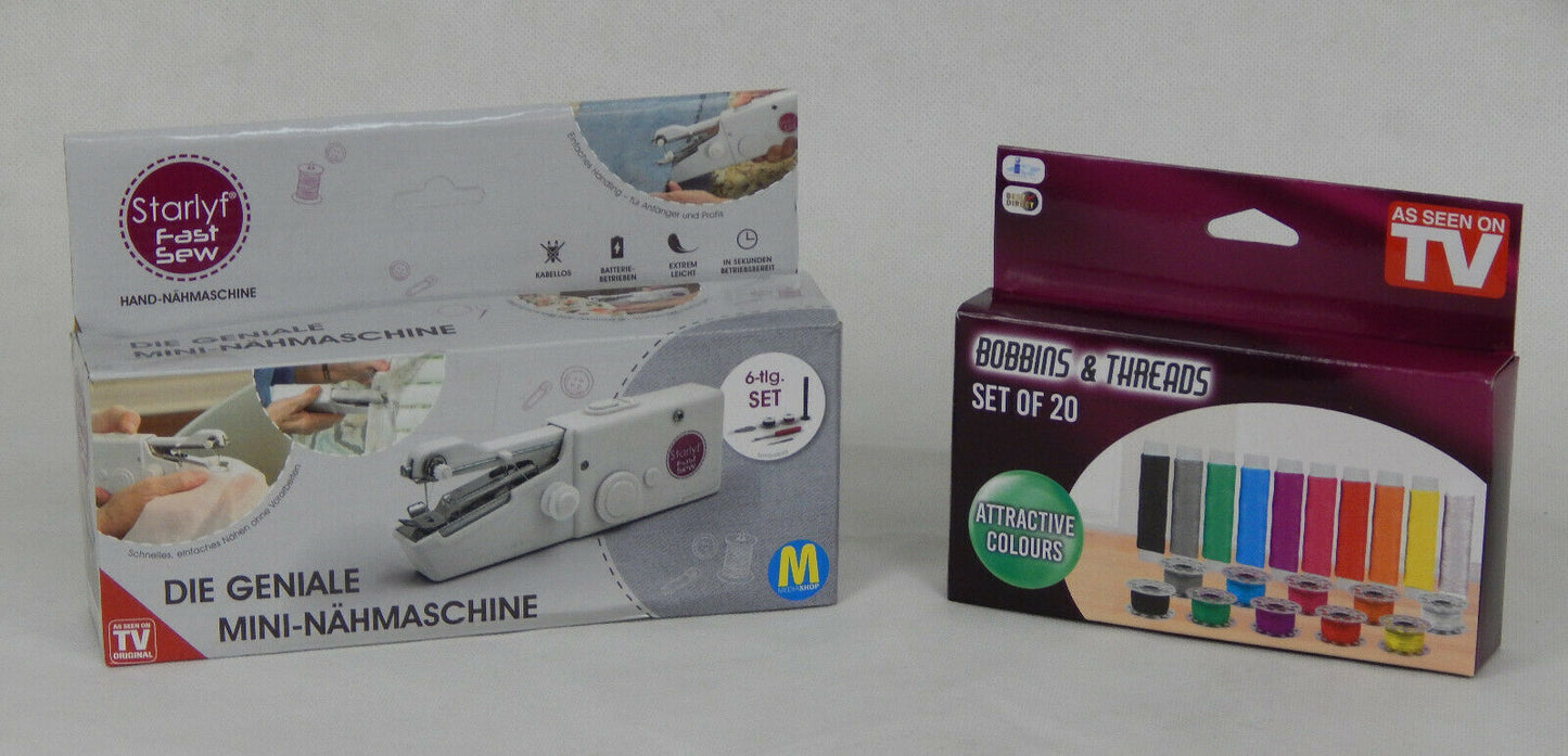 Starlyf Fast Sew geniale Mini-Nähmaschine Reise Nähmaschine inkl. 20tlg. Faden