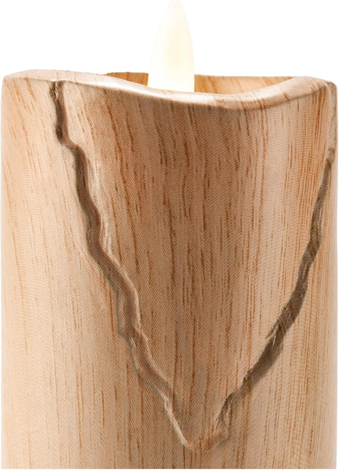 LED Kerzen Wood Holzoptik 3er Set Dekoration Beleuchtung natur