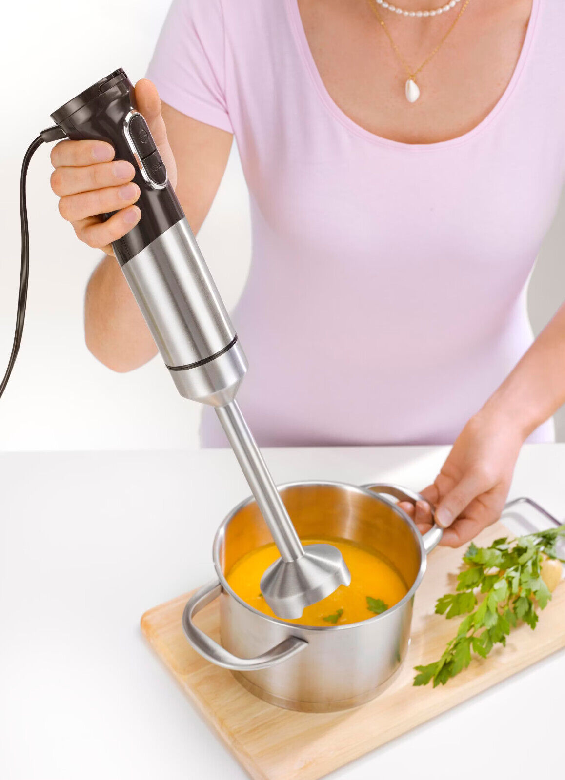 Power Stabmixer-Set 1500 Watt Edelstahl Inklusive 0,7L Rührbecher und Rührbesen