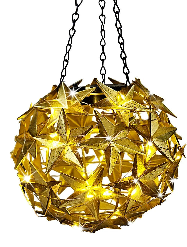 LED-Hängedeko "Stern", gold Dekoration Innen Außen Timer Garten Wohnung