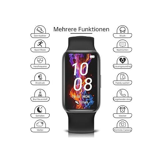 BingoFit Fitness Tracker, Fitness Armband Uhr mit Schrittzähler Pulsuhr Schwarz