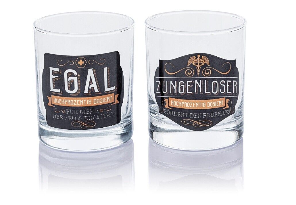 „Whiskey Gläser mit Spruch, 2er Set