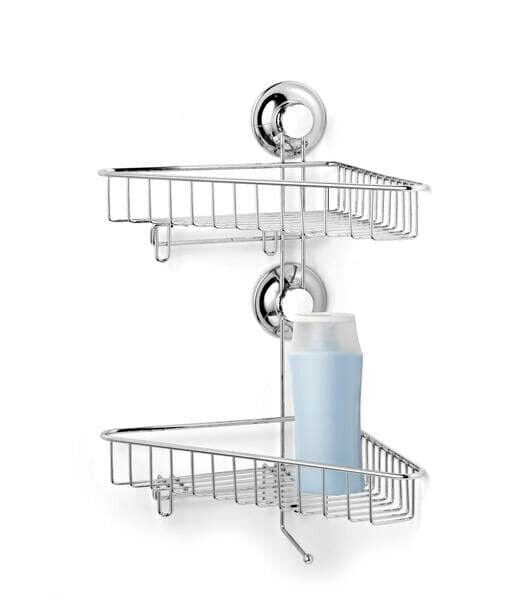 EverLoc Vacuum-System Eckablager 2er, Eckablage mit Saugnäpfen aus Metall Silber