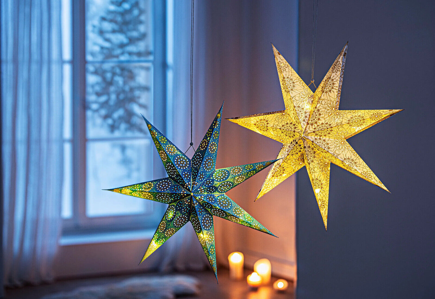 LED-Stern "Turquoise Shine" 60cm LED Advent Deko Weihnachten Dekoration