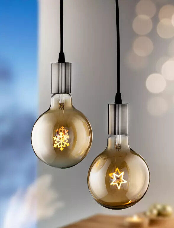 LED Hängeleuchten Wintertime 2er Set Batteriebetrieb mit Timer Hologramm Effekt