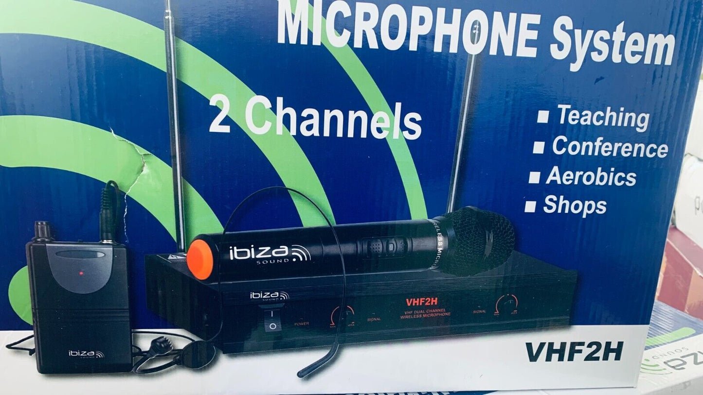 Ibiza - VHF2H - Drahtloses Mikrofonsystem mit 1 VHF-Handmikrofon, 1 VHF-Kopfbüge