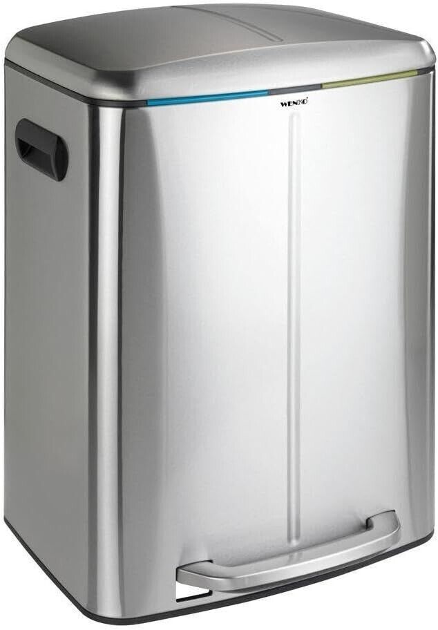 WENKO Kosmetik Tret Müll Eimer PRIMO 2x 20L mit Absenkautomatik Edelstahl Abfall