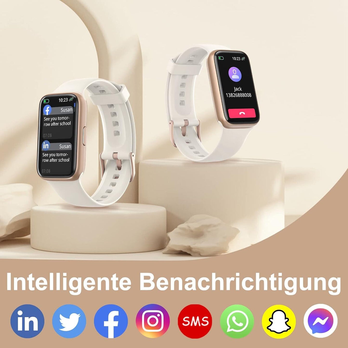 BingoFit Fitness Tracker, Fitness Armband Uhr mit Schrittzähler Uhr Pulsuhr Weiß