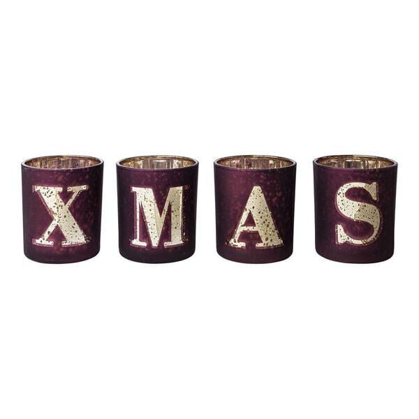 Maxi-Teelichthalter "XMAS" 4er-Set