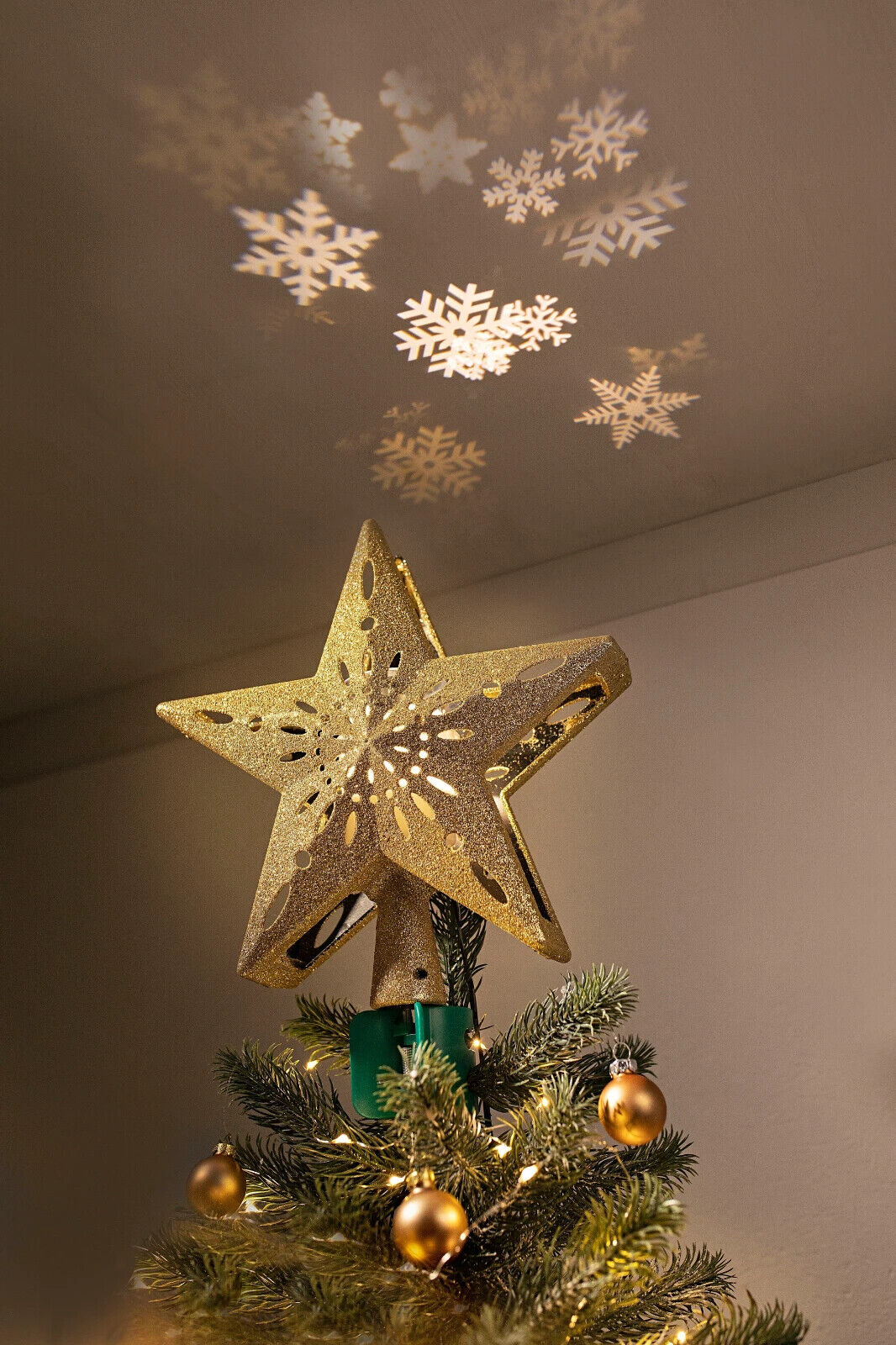 Baumspitze "Stern" mit LED-Projektor, Christbaum Baumspitze mit LED-Projektor: