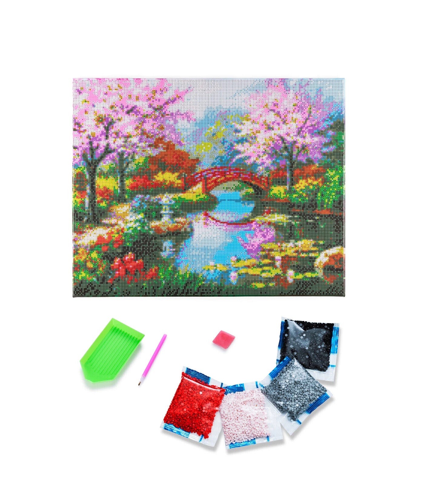 Diamond Painting "Brücke am See" 40 x 50 cm Deko Basteln Wanddeko Wohnungsdeko