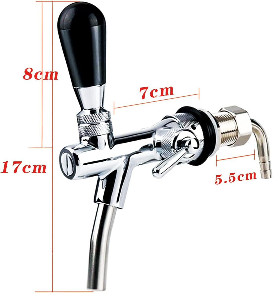 Bierzapfhahn Einstellbare G5/8 Gewinde Bierhahn Chrome Fassbierhahn, Einstellbar