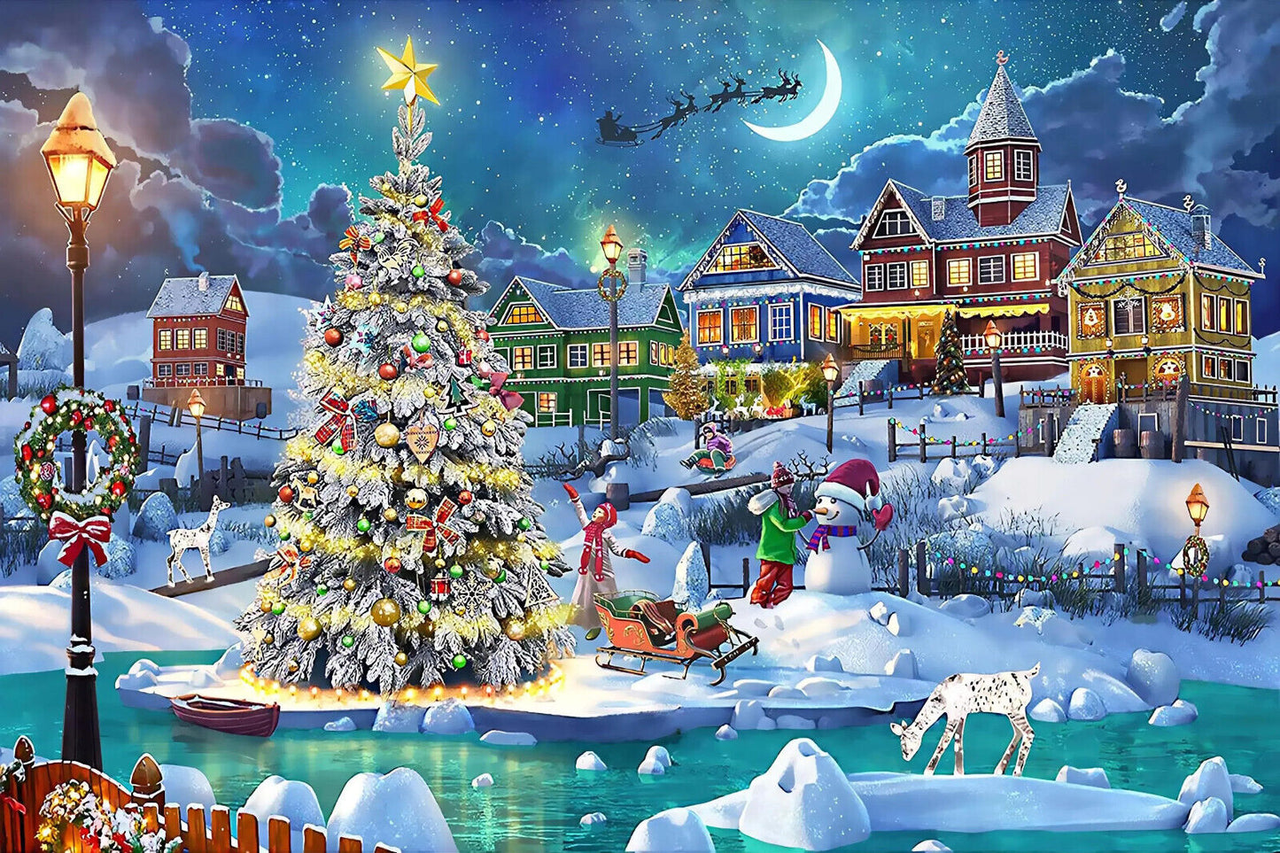 LED-Diamond Painting "Christmas" 60x40 cm Deko Basteln Wanddeko Wohnungsdeko