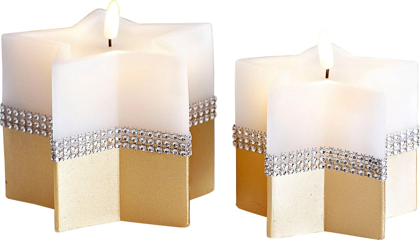LED-Kerzen "Stars" 2er Set Echtwachskerzen Advent Deko Weihnachtsdeko Dekoration