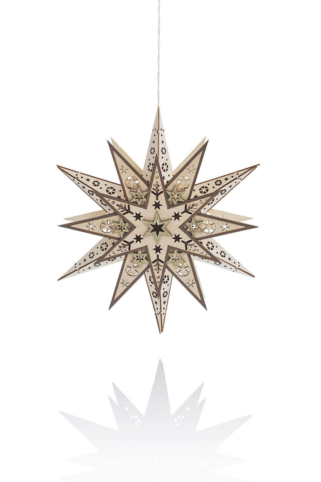 LED-Leuchtstern "Stella", Holz Ø 30 cm Dekoration LED Weihnachtsdeko Advent Deko