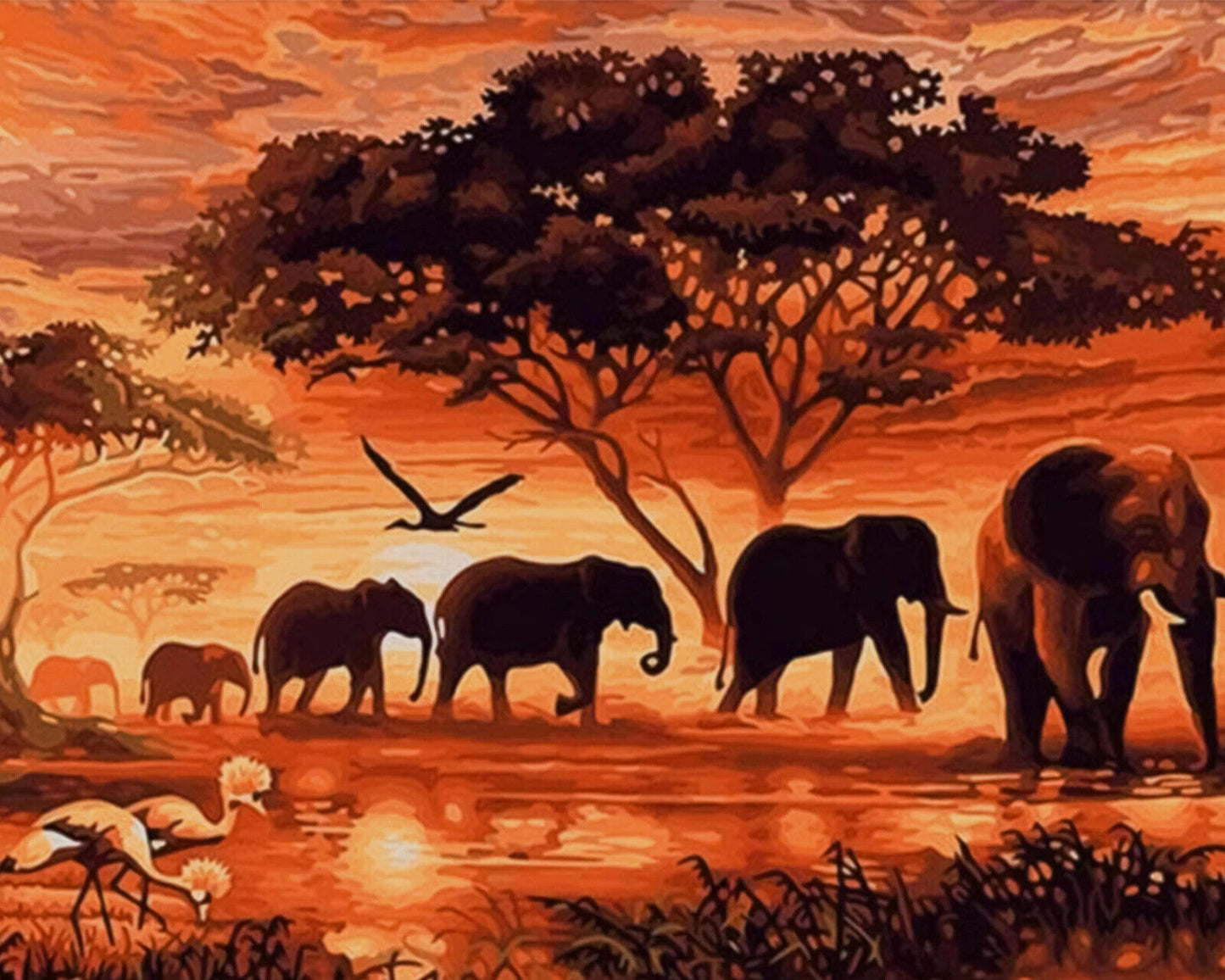 Diamond Painting "Elefantenherde" 50 x 40 cm Deko Basteln Wanddeko Wohnungsdeko