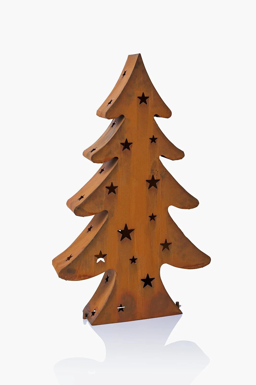 Tannenbaum mit LED-Lichterkette (Größe: 80 cm) Garten Deko aus Metall in Braun