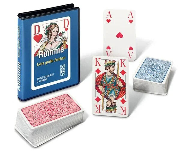 2 x 55 Blatt Ravensburger Spielkarten Rommé, Bridge große Eckzeichen 27074