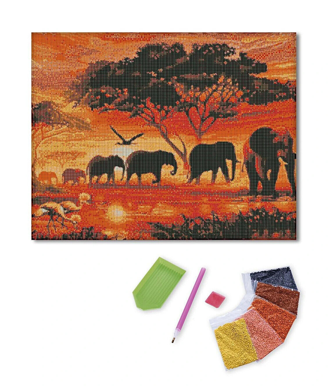 Diamond Painting "Elefantenherde" 50 x 40 cm Deko Basteln Wanddeko Wohnungsdeko