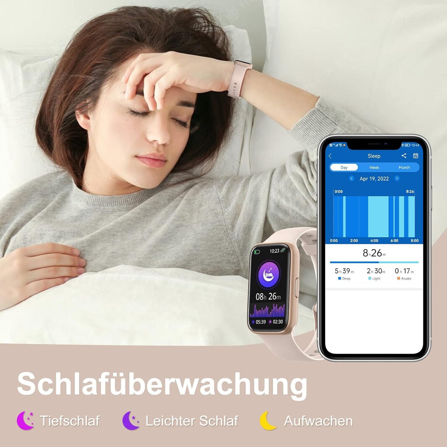 BingoFit Fitness Tracker, Fitness Armband Uhr mit Schrittzähler Pulsuhr Rosa