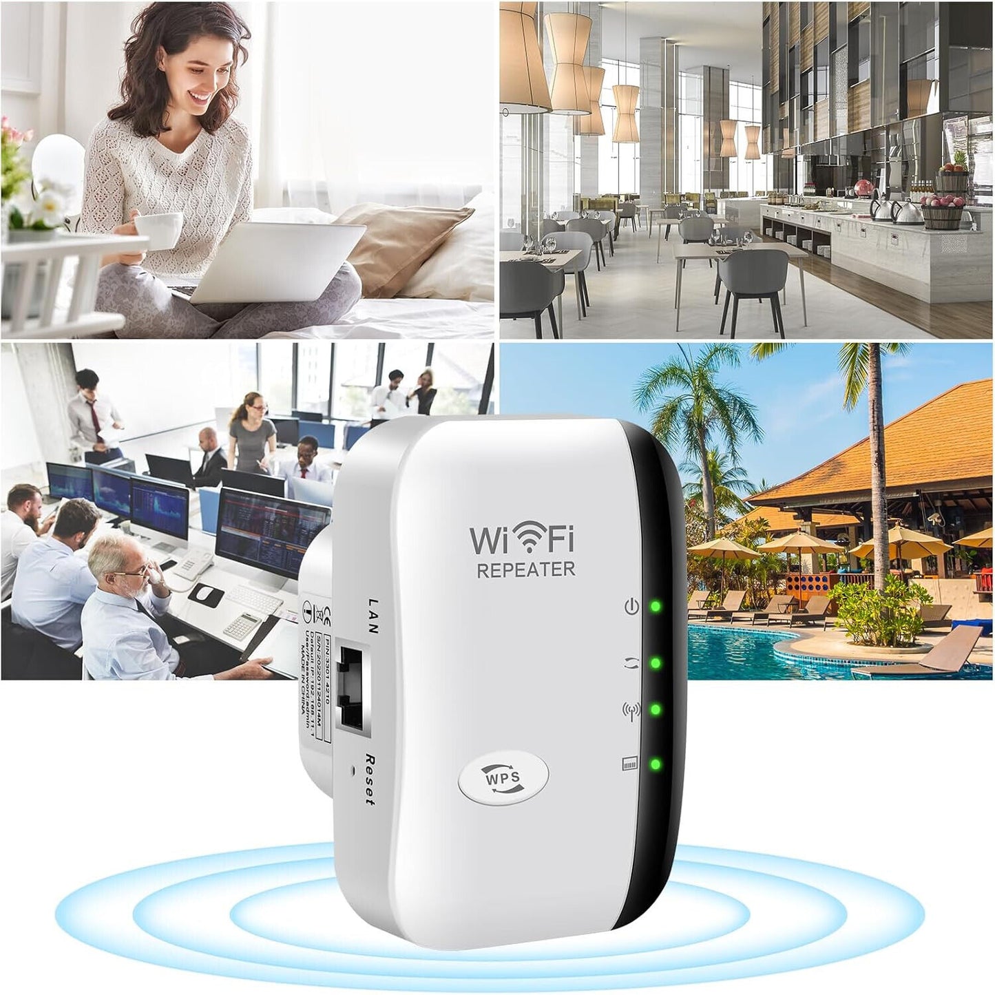 WLAN Repeater mit 300 Mbps - WLAN Verstärker WiFi Extender Booster 2,4GHz WiFi