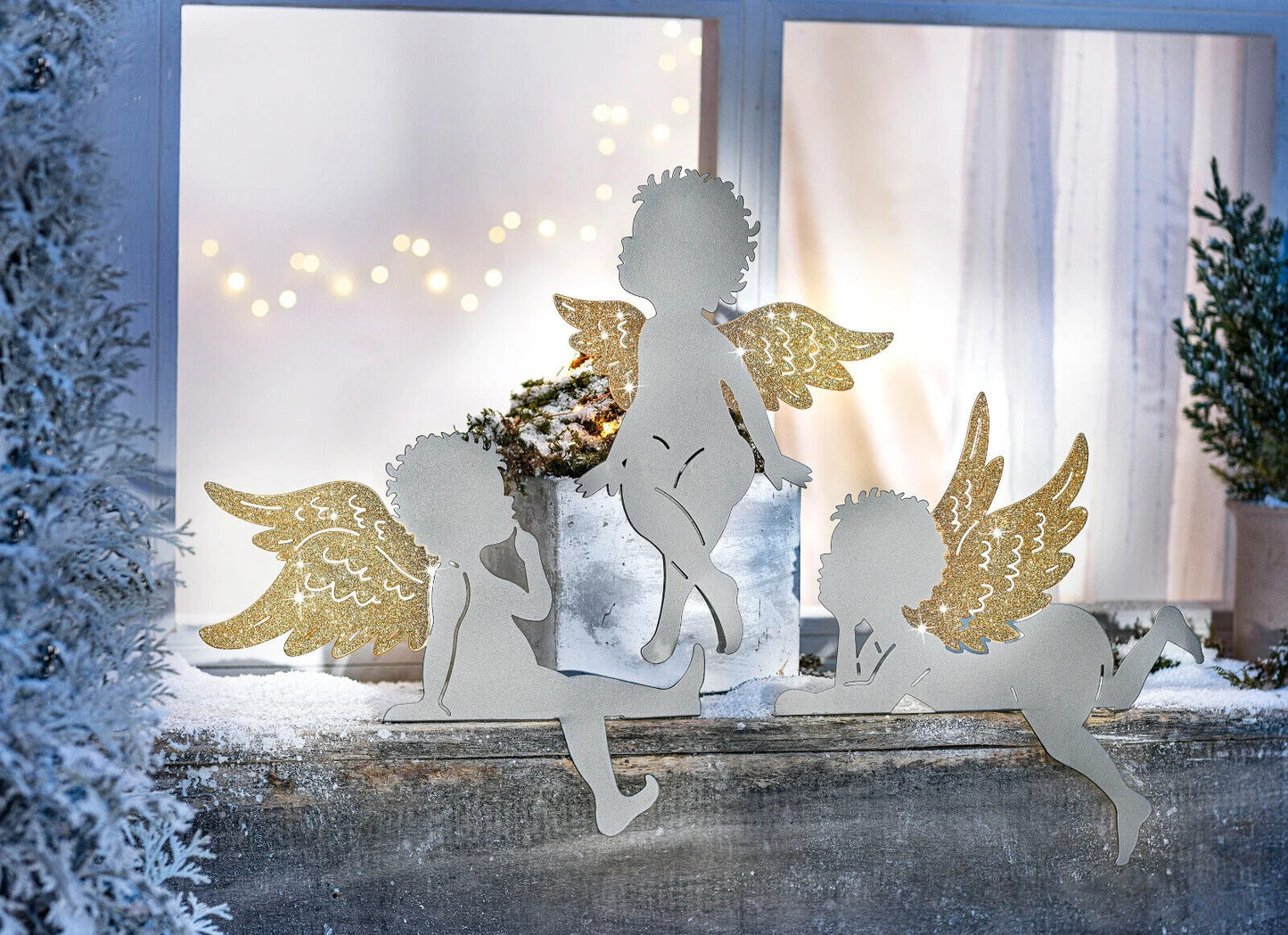 Kantenhocker "Engelsgeflüster" 3er-Set Advent Deko Weihnachtsdeko Wohnungsdeko