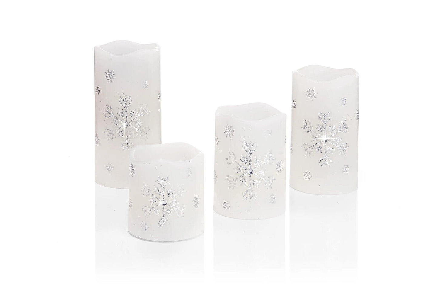 LED-Echtwachskerzen "Snowflake" 4er-Set Advent Dekoration Weihnachten LED Kerzen