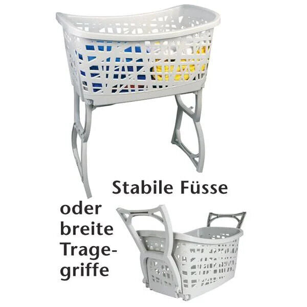Standwäschekorb Kleiderkorb Wäschekorb mit Standfüße in Weiß