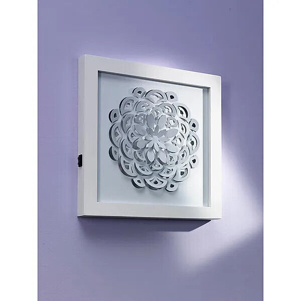 LED-Wandbild Blume weißes Metallbild mit Multicolor-Stimmungslicht LED Deko Weiß