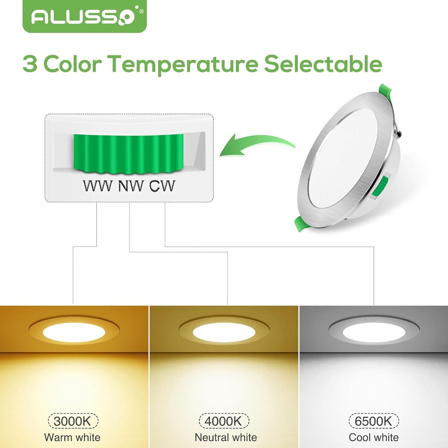 ALUSSO LED Einbaustrahler 230V 7W Dimmbar Ultra Flach Einbauleuchten, 580lm IP44