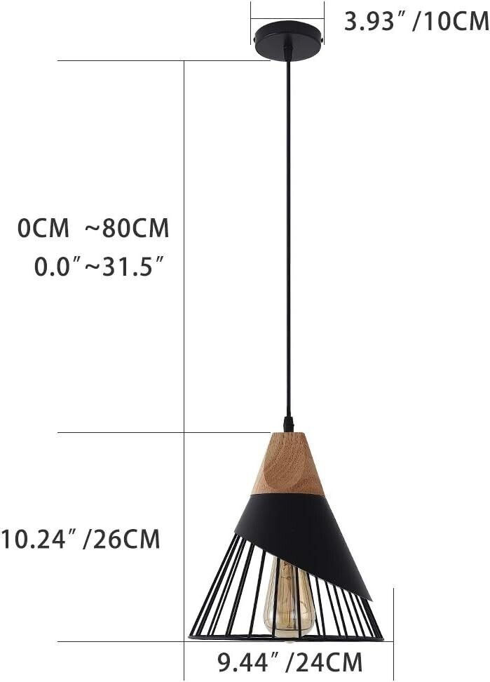 2 Stück Vintage Pendelleuchte in Schwarz