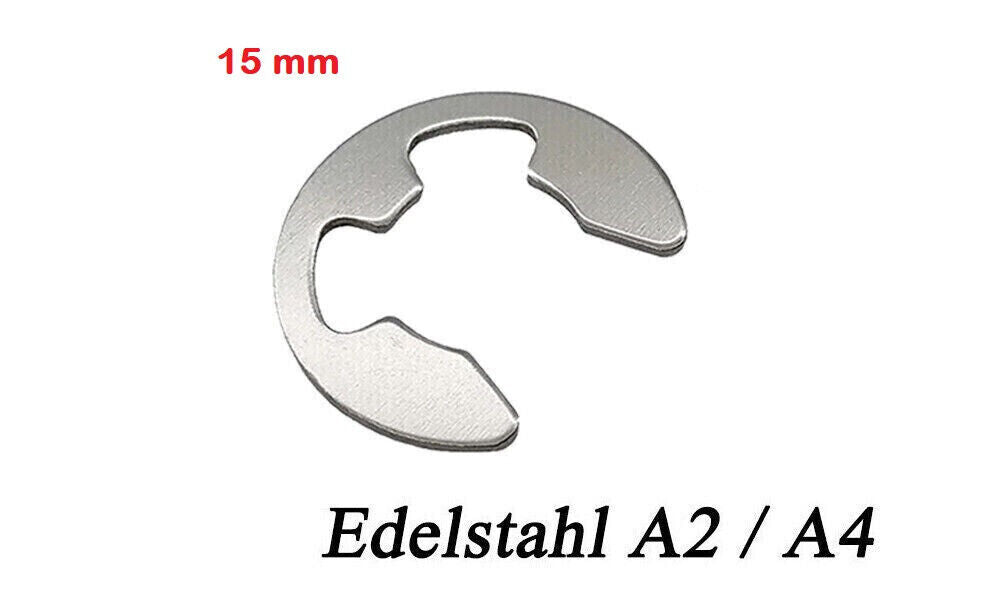 15 mm E-CLIP Außen Sicherungsring Sprengring für Welle DIN 6799 Edelstahl M15