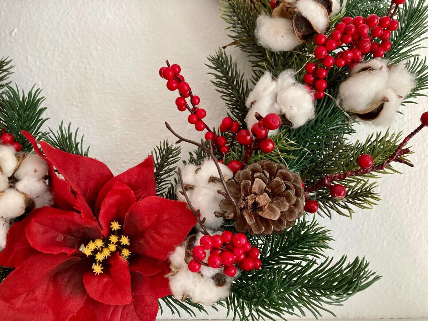 Türkranz mit Weihnachtsstern Dekokranz mit LED´s beleuchtet Weihnachten 40cm