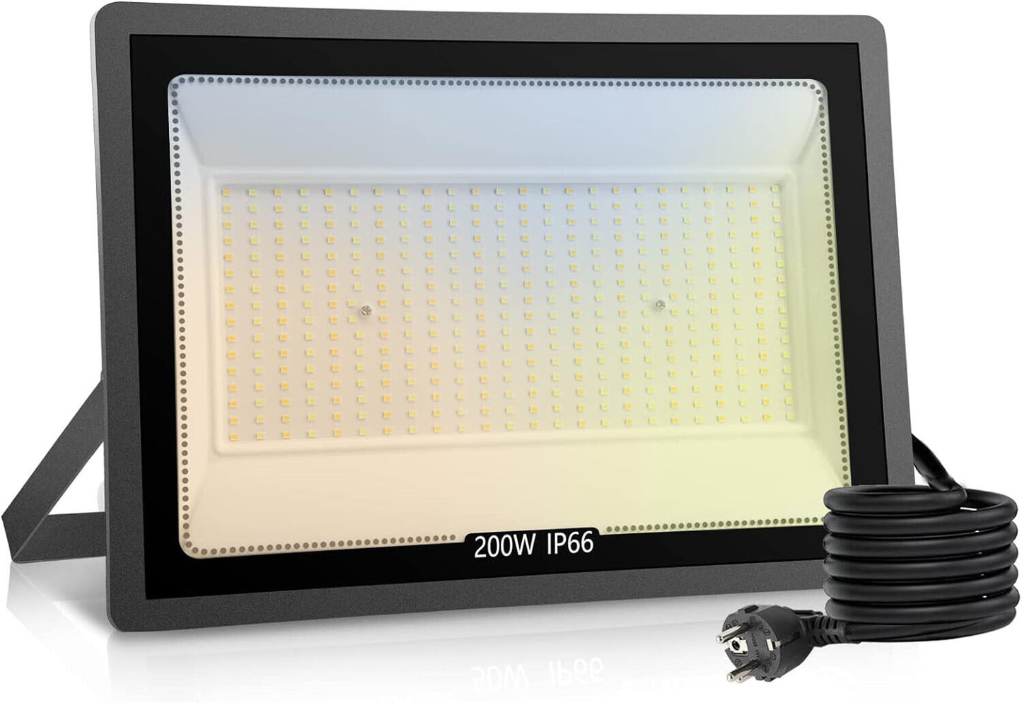 200W LED Strahler mit Stecker, Super hell LED Fluter 20000LM LED Strahler