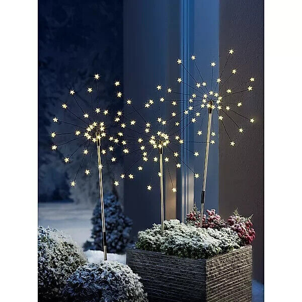 LED-Gartenstecker Estrella 3er-Set mit 6 Stunden Timer 80 cm warmweiße LED