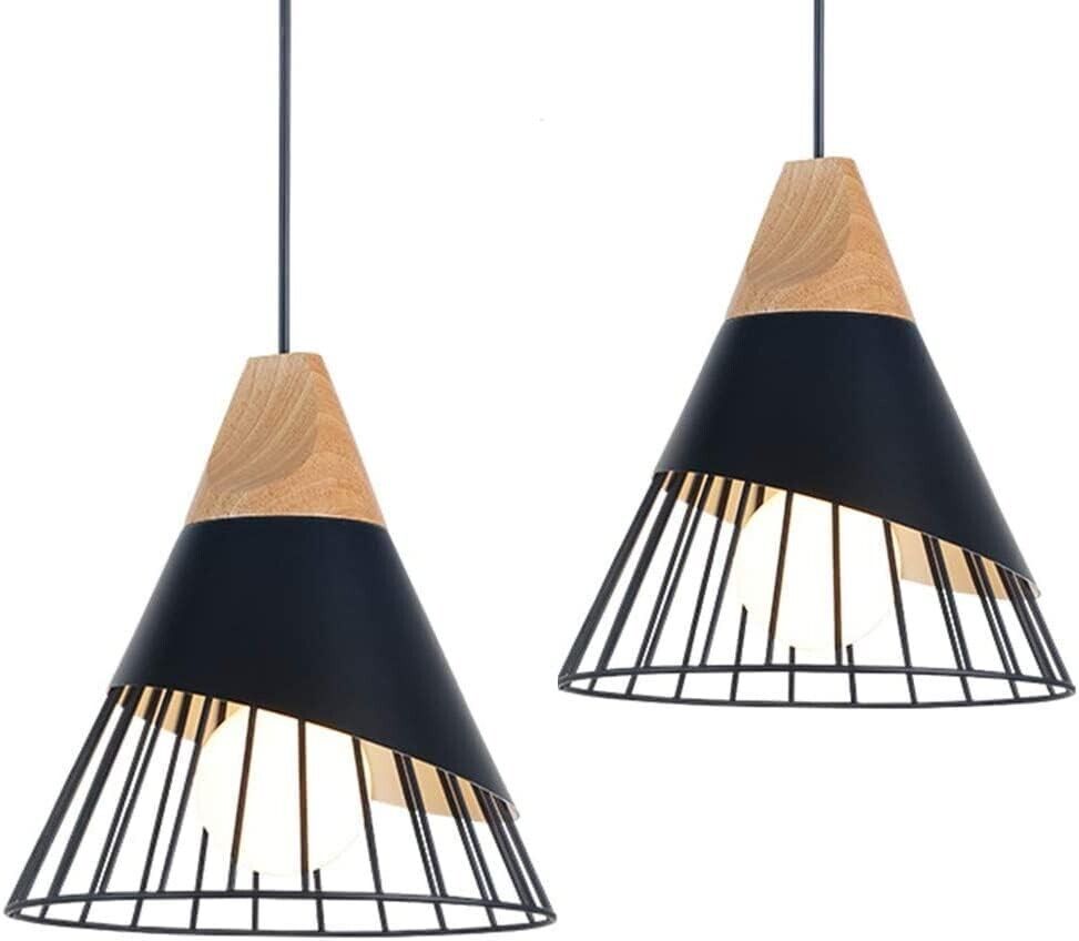 2 Stück Vintage Pendelleuchte in Schwarz