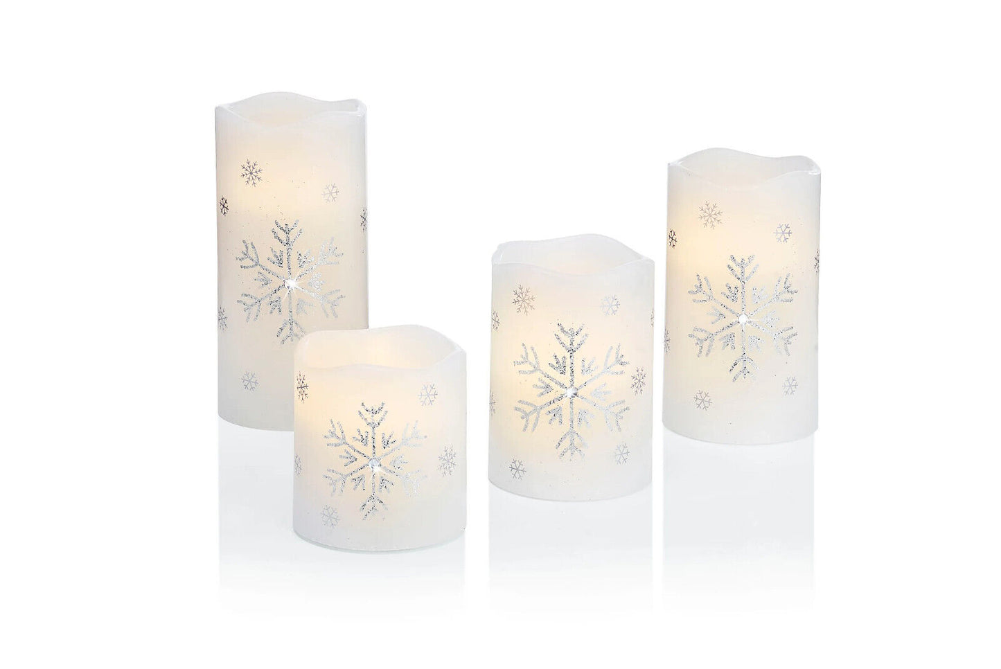 LED-Echtwachskerzen "Snowflake" 4er-Set Advent Dekoration Weihnachten LED Kerzen