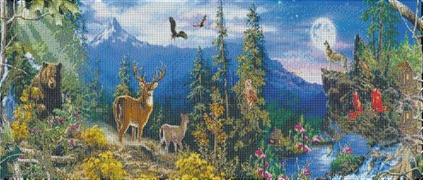 Diamond Painting "Wwaldszene" 70 x 30 cm Deko Basteln Wanddeko Wohnungsdeko