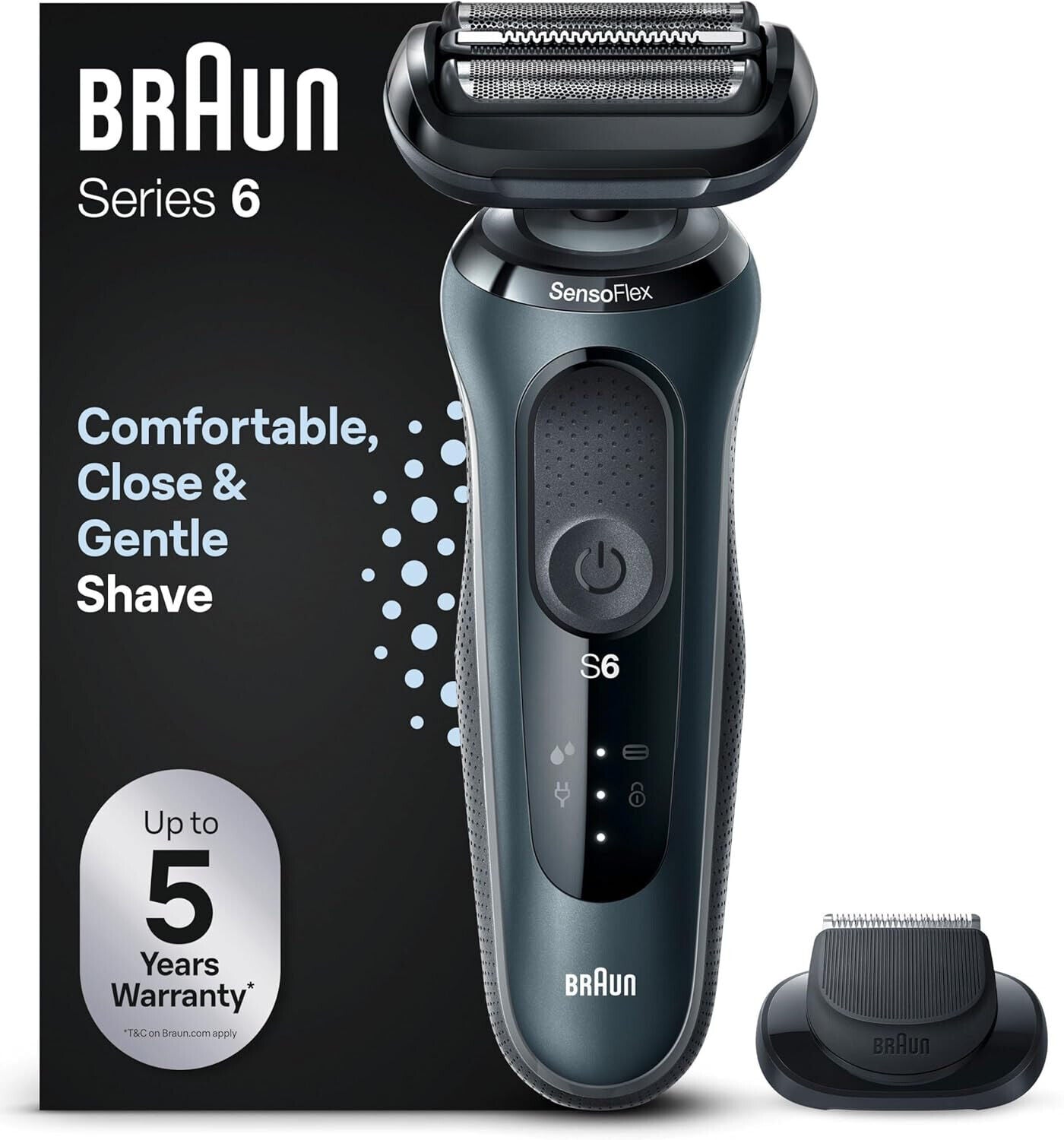 Braun Series 6 Elektrorasierer mit EasyClick Aufsatz, SensoFlex Rasierer Herren