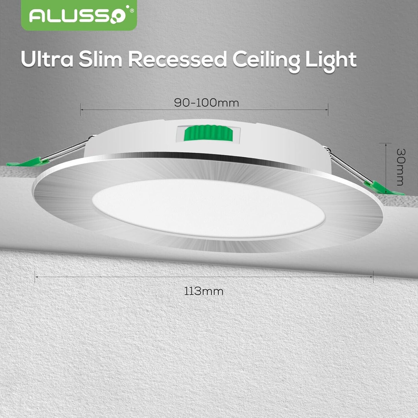 ALUSSO LED Einbaustrahler 230V 7W Dimmbar Ultra Flach Einbauleuchten, 580lm IP44