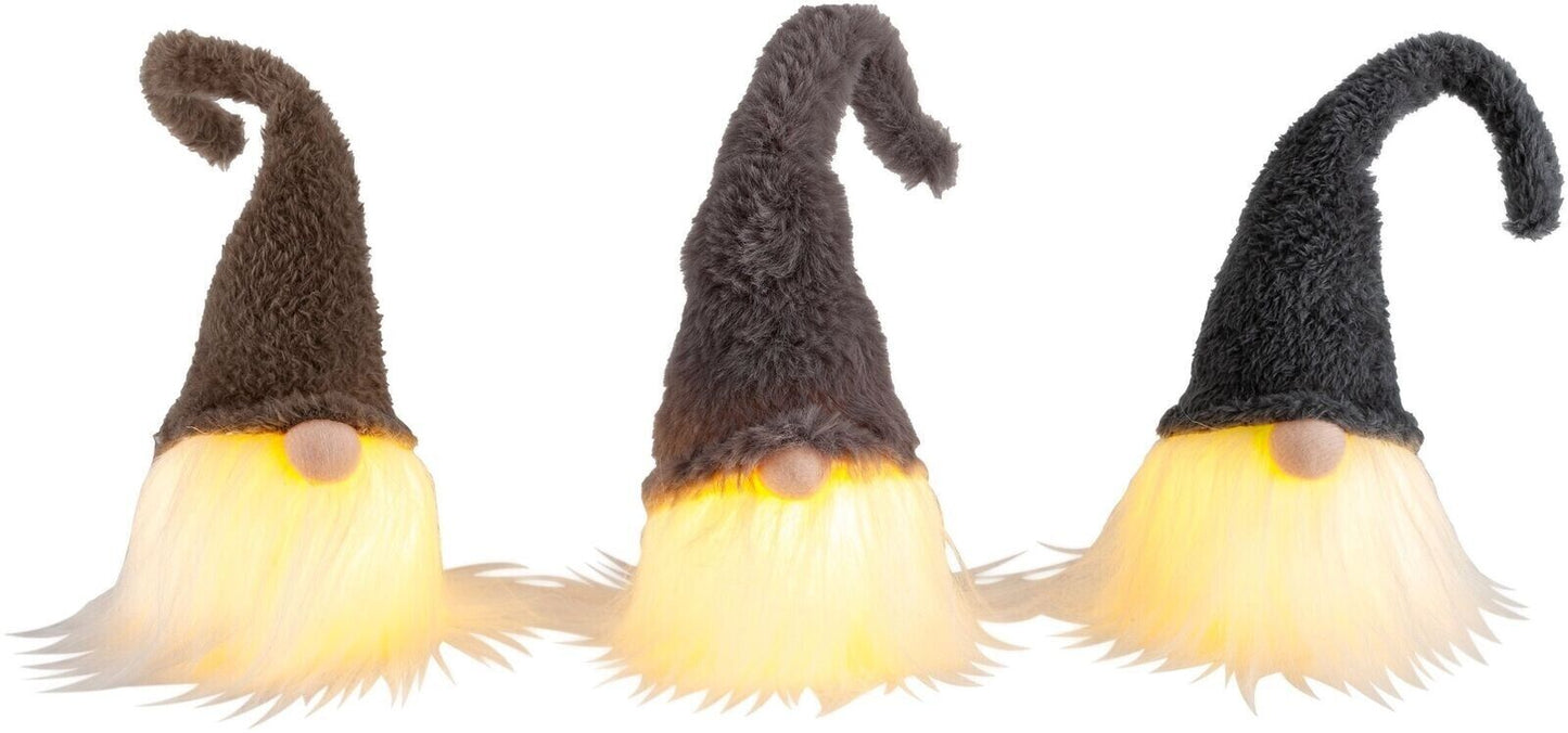 LED Dekofiguren Wichtel "Snorre, Nisse & Lars" 3er-Set