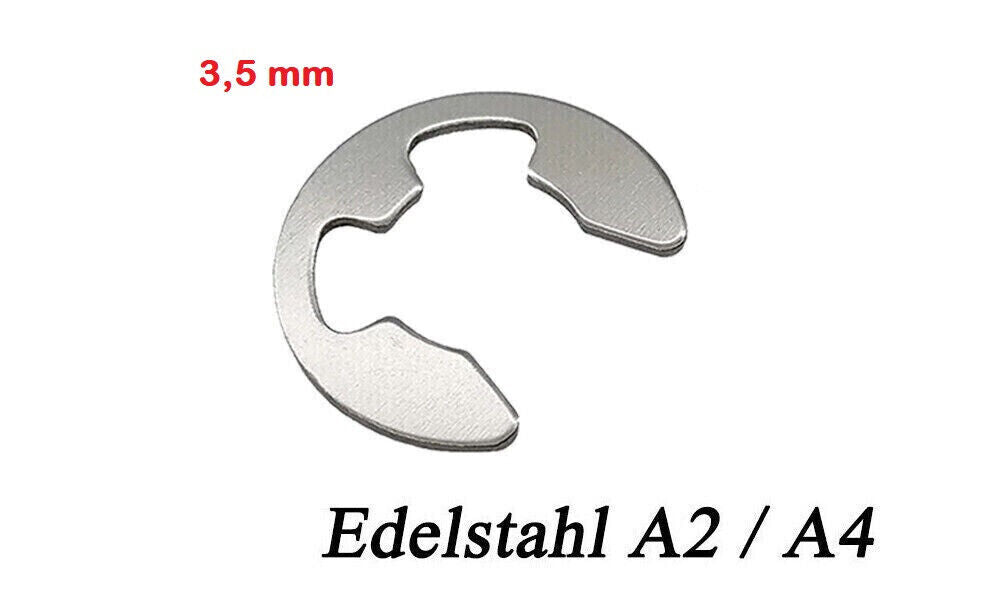 3,5 mm E-CLIP Außen Sicherungsring Sprengring für Welle DIN 6799 Edelstahl M3,5